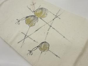 ひげ紬金彩手描き鈴模様名古屋帯